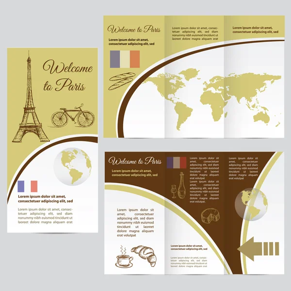 Traveler's guide or banner with a map, watercolors attractions