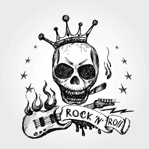Guitarra del cráneo de rock and roll dibujo de la mano images vectorielles,  Guitarra del cráneo de rock and roll dibujo de la mano vecteurs libres de  droits | Depositphotos