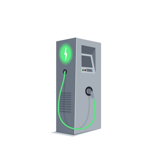 电动汽车充电站 电子充电 绿色能源或生态概念 — 图库矢量图片