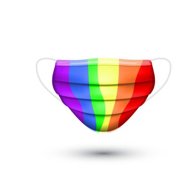 Realistic Face Mask. Medical protection mask. LGBT pride colors. Vector illustration isolated on white background