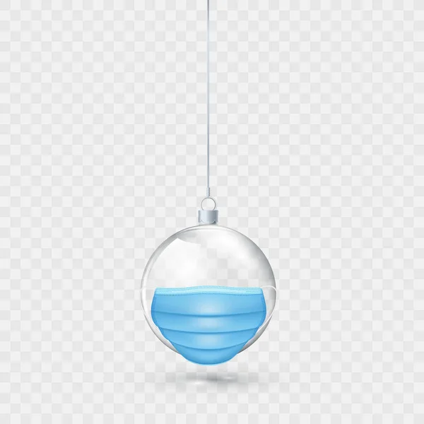 Glass Transparent Christmas Ball Face Mask Isolated Transparent Background New — Wektor stockowy