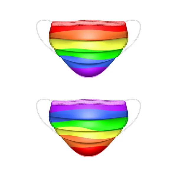 Face Mask Rainbow Color Realistic Medical Protection Mask Lgbt Pride — Διανυσματικό Αρχείο