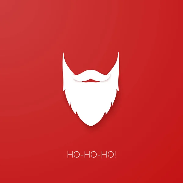 Santa Claus Beard Silhouette Isolated Red Background Holiday Greeting Card — Vettoriale Stock