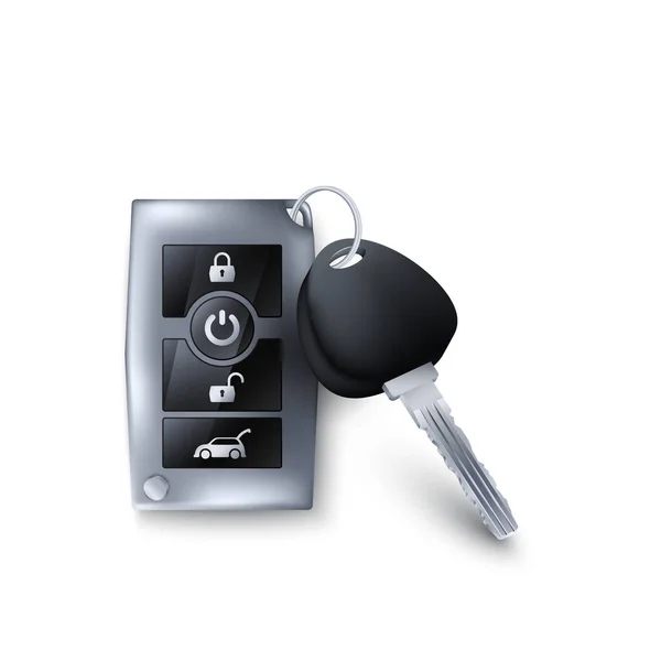 带有控制按钮的汽车钥匙 现代现实的金属汽车钥匙 矢量说明 — 图库矢量图片