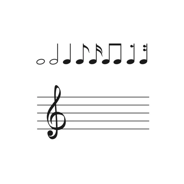 Définir Les Symboles Note Musique Illustration Vectorielle Isolée Sur Blanc — Image vectorielle