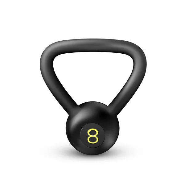 Zwart Realistisch Gewicht Kettlebell Van Kilogram Apparatuur Voor Bodybuilding Training — Stockvector