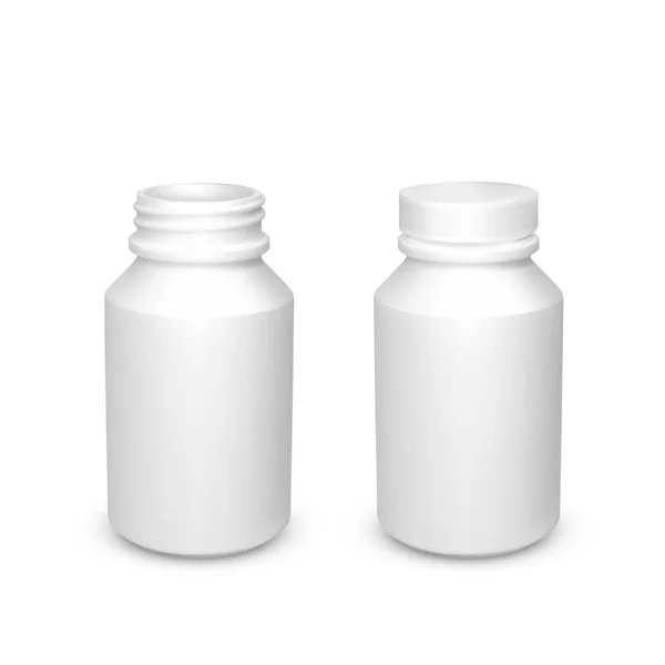 Templat Botol Plastik Putih Diisolasi Pada Latar Belakang Putih Ilustrasi - Stok Vektor