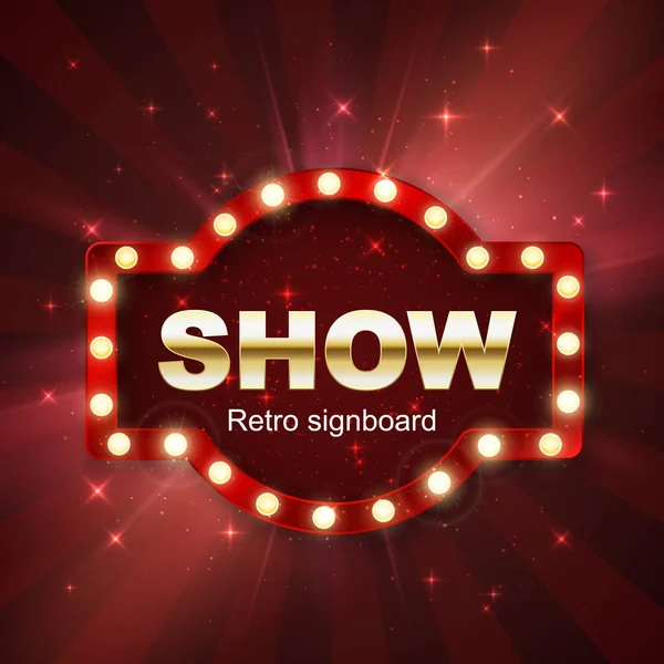 Jackpot Casino Winner Show Banner Retro Signboard Red Background Light — Vector de stock