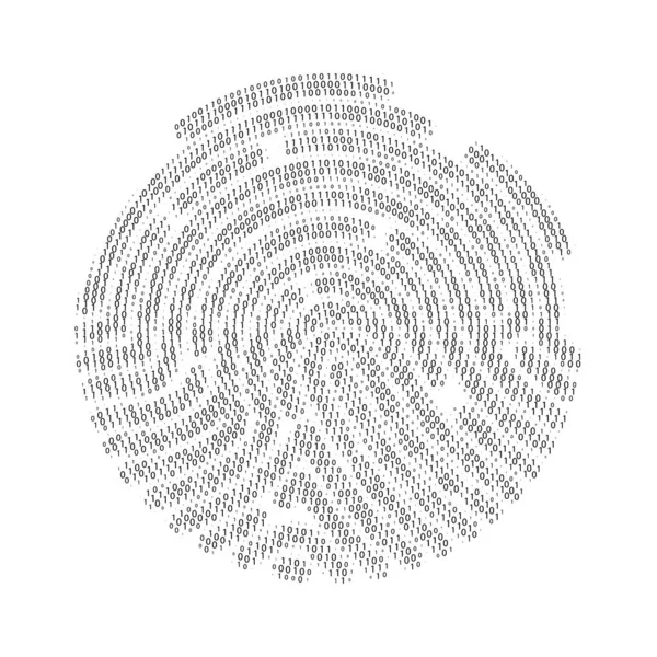 指紋は0と1桁のセットだ 指紋形状によるバイナリコード ベクターイラスト — ストックベクタ