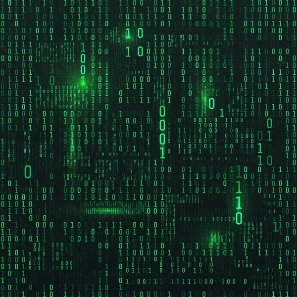 二进制数字矩阵 科幻背景 二进制计算机代码 绿色数字 未来黑客的抽象背景 随机数落在黑暗的背景上 矢量说明 — 图库矢量图片