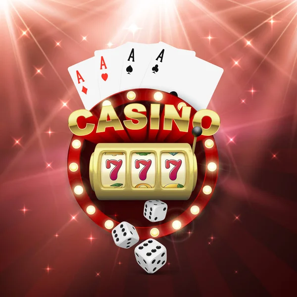 Casino Prapor Hrací Automat Čtyři Esa Kostky Vyhraj Jeckpot Hraj — Stockový vektor