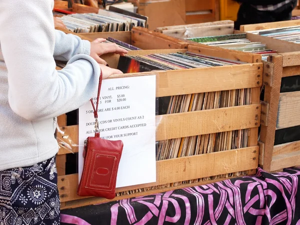 Vintage Vinyl Record winkelen Stockfoto