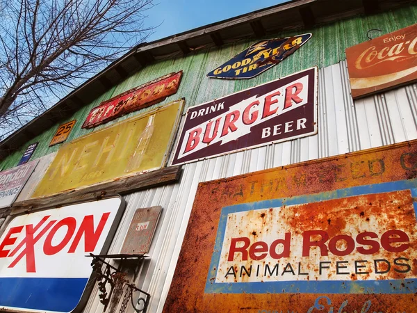 Antique Metal Advertising Signs — Stock Photo, Image