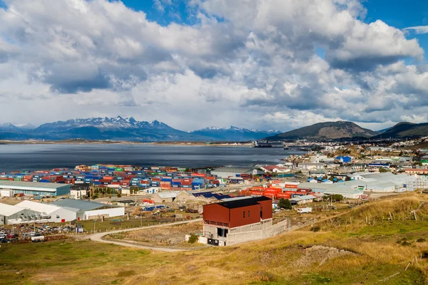 Widok z lotu ptaka miasta Ushuaia — Zdjęcie stockowe