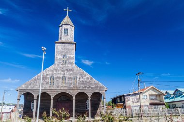 Church of Santa Maria de Loreto in Achao village clipart