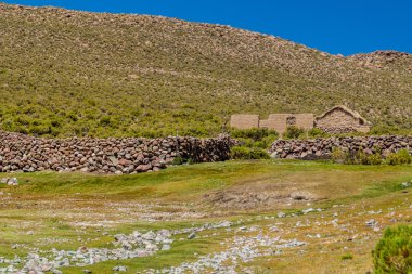 Adobe ev Bolivya Altiplano vahşi doğada