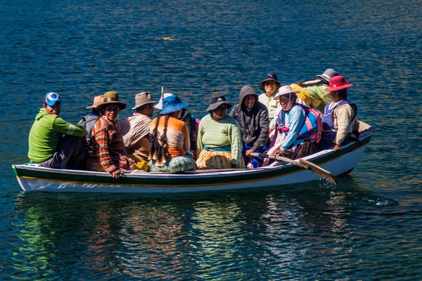 Local native people on a boat