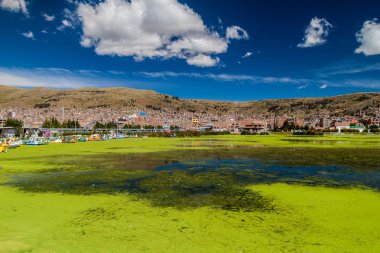 Şehrin arka planda Puno içinde liman