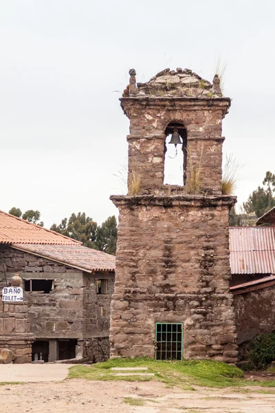 Bell tower in a village on Taquile island — Stock Photo, Image