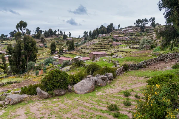 Village on Taquile island — Stock Photo, Image