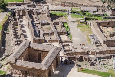 Ollantaytambo İnka'nın harabelerini havadan görünümü