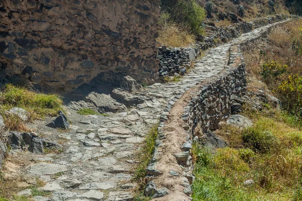 Inca trail rzeźbione w górach — Zdjęcie stockowe