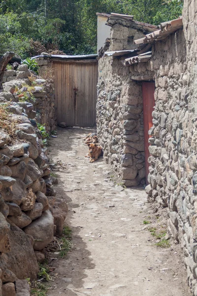 Um de becos antigos da aldeia de Ollantaytambo — Fotografia de Stock