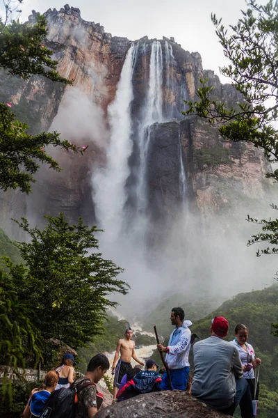 観光客は、エンジェルの滝を見る — ストック写真