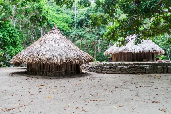 Maisons rustiques traditionnelles du peuple Kogi indigène — Photo