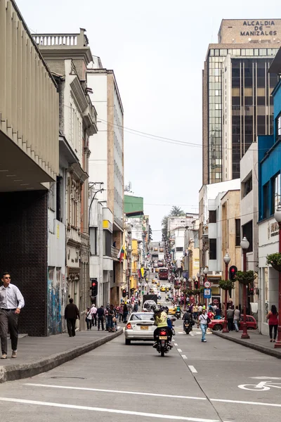 Street in downtown Manizales — Stock Photo, Image