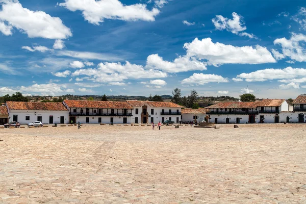 Площа Плаза майор в Villa de Leyva — стокове фото