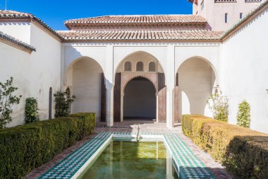 Alcazaba kale avlu Malaga, İspanya