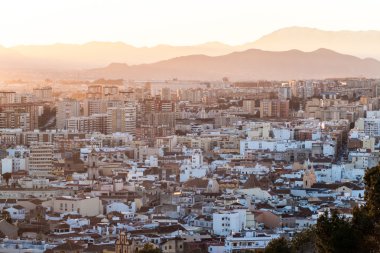 Sırasında günbatımı, İspanya Malaga bir noktasının havadan görünümü