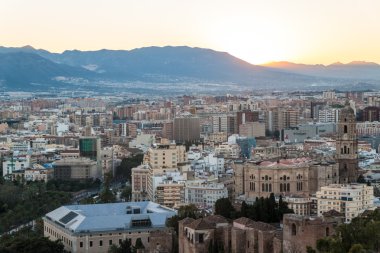 Sırasında günbatımı, İspanya Malaga bir noktasının havadan görünümü