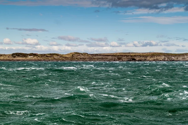 Olas Del Estrecho Magallanes Entre Isla Tierra Del Fuego Continente — Foto de Stock