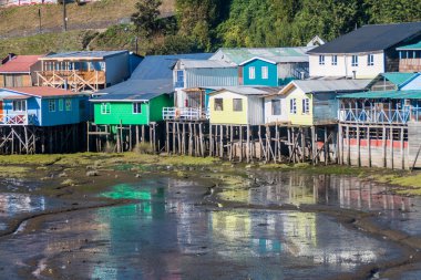 Palafitos (Uzunbacak evleri) Castro, Chiloe Adası, Şili