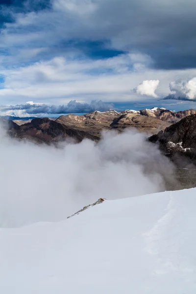 View Cordillera Real Mountain Range High Camp Climbers Huayna Potosi — Stock Photo, Image