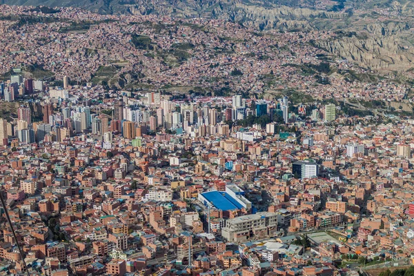 ラパスの家屋や通り ボリビアの空撮 — ストック写真