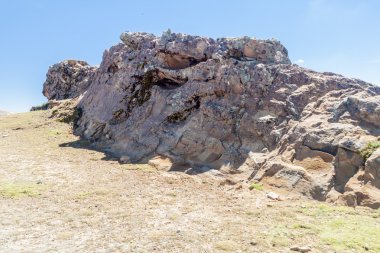 Titicaca gölü, Bolivya'daki Isla del Sol (Sun Island) Titi Kharka (Puma Rock)