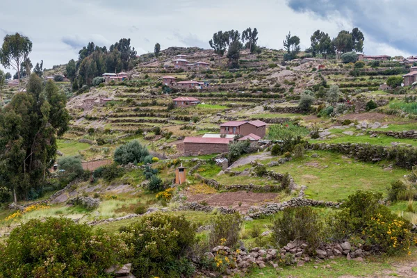 Wieś Wyspie Taquile Jeziorze Titicaca Peru — Zdjęcie stockowe