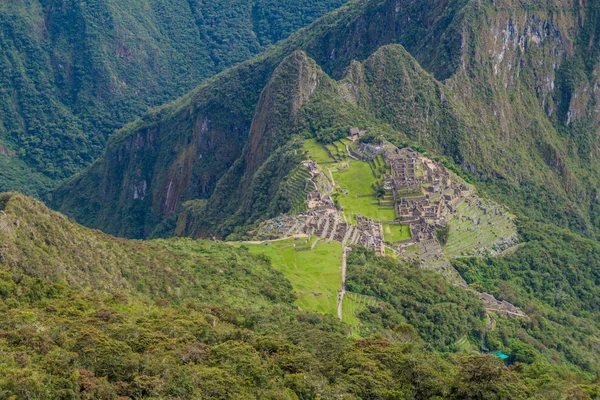 Luftaufnahme Der Machu Picchu Ruinen Vom Machu Picchu Berg Peru — Stockfoto