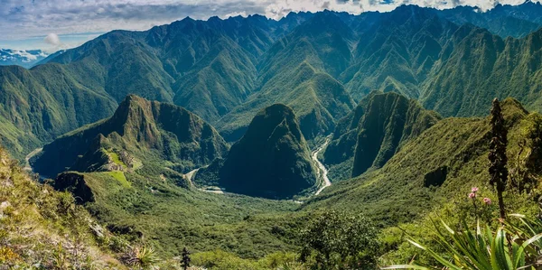 Veduta Aerea Delle Rovine Machu Picchu Della Valle Urubamba Dal — Foto Stock
