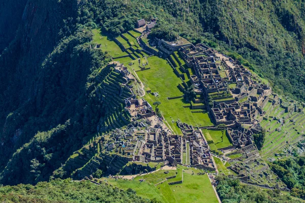 Vista Aérea Las Ruinas Machu Picchu Desde Montaña Machu Picchu — Foto de Stock