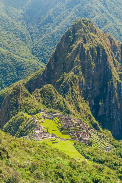 Vista Aérea Las Ruinas Machu Picchu Desde Montaña Machu Picchu — Foto de Stock