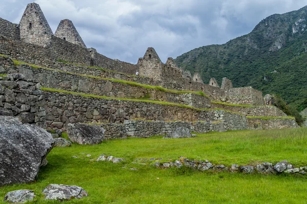 Egykori Mezőgazdasági Teraszok Épületek Machu Picchu Romjait Peru — Stock Fotó