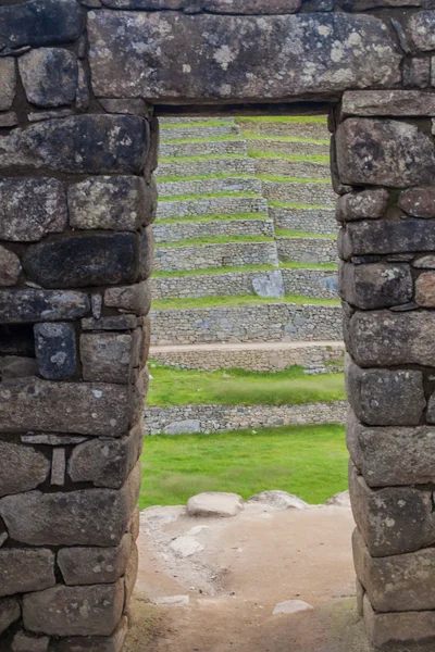 Dörren Huset Tre Dörröppningar Ruinerna Machu Picchu Peru — Stockfoto