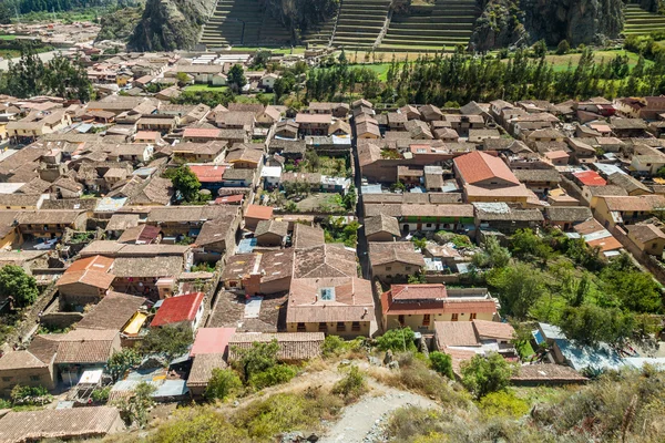 Ollantaytambo Kutsal Vadi Peru Havadan Görünümü — Stok fotoğraf
