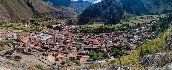 Luftaufnahme Von Ollantaytambo Und Inkas Landwirtschaftlichen Terrassen Heiliges Tal Der — Stockfoto
