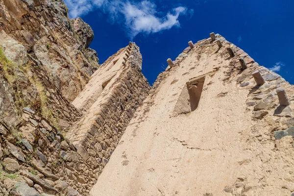 Ερείπια Του Pinkulluna Inca Αποθήκες Πάνω Από Χωριό Ολιανταϊτάμπο Ιερή — Φωτογραφία Αρχείου