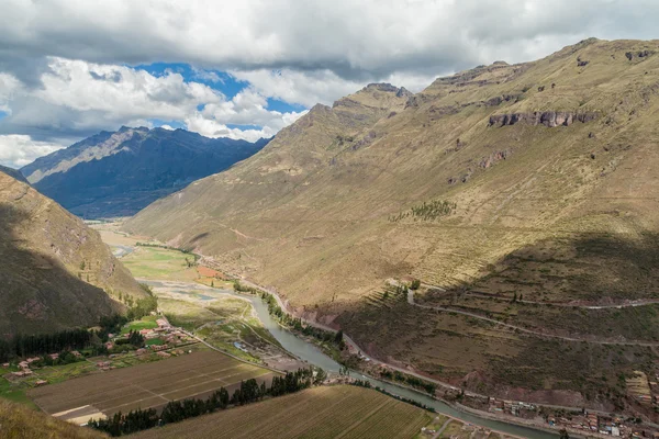 Veduta Aerea Della Valle Sacra Degli Incas Vicino Villaggio Pisac — Foto Stock